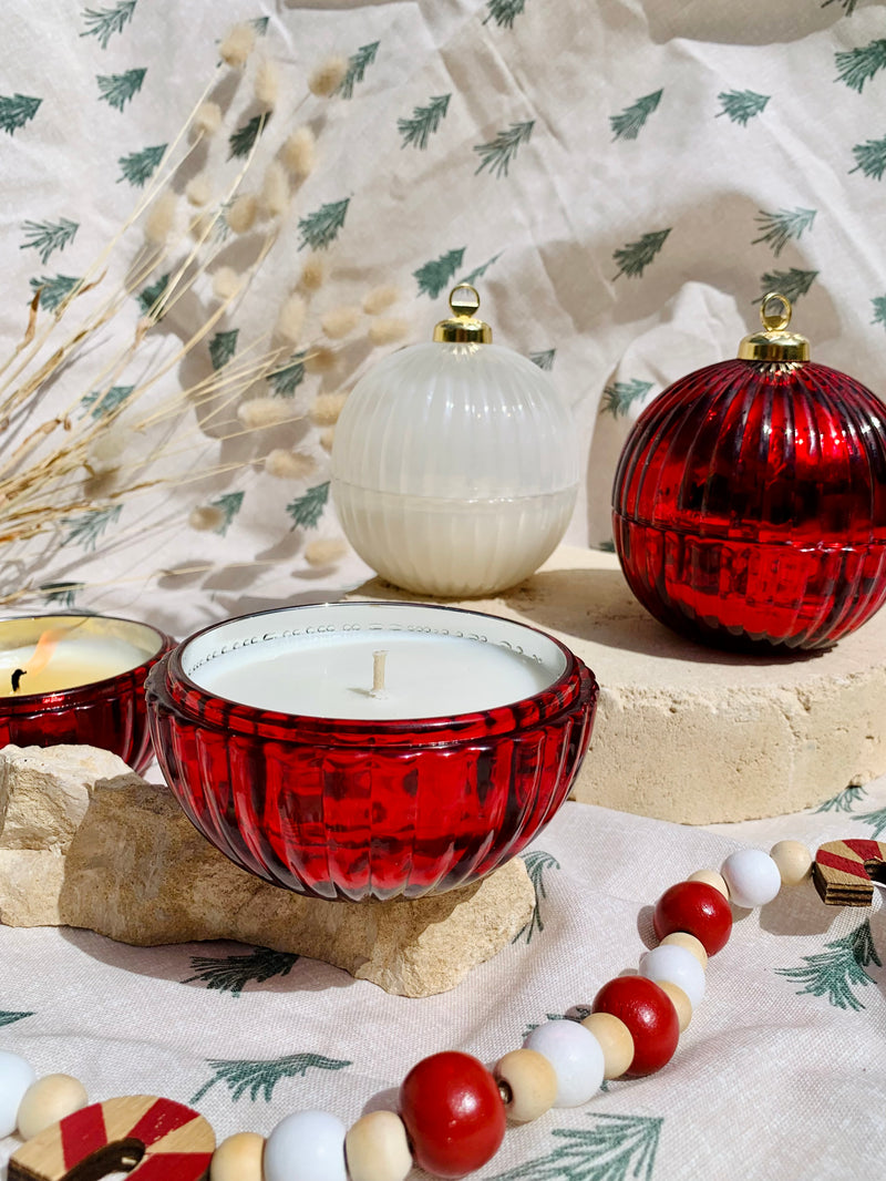 Glass Bauble Candle - Red
