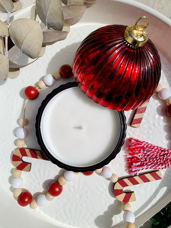 Glass Bauble Candle - Red